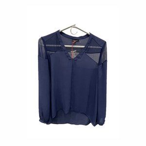 Cynthia Rowley New York dark blue sheer blouse, size M.